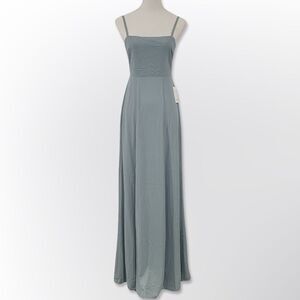 NWT‎ Show Me Your Mumu Lauren Tie Maxi Dress Silver Crisp Sage Small